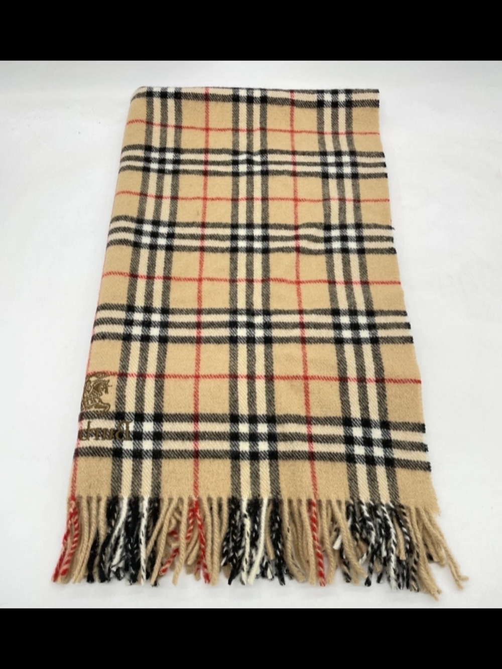 SALE! Authentic Burberry Nova Check 100% Wool Fringe Vintage Scarf W Box - Picture 7 of 14
